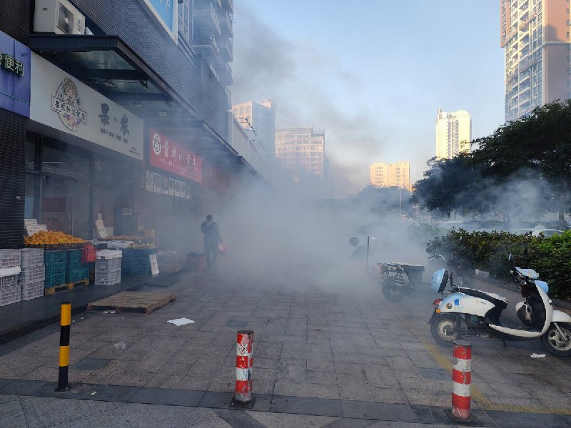 网友投稿：11月9日，广东省湛江市对停靠在路边的车辆及共享单车进行消杀