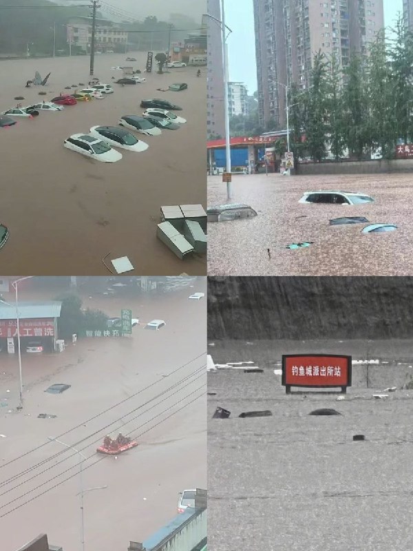 6月7日，重庆多地遭遇暴雨，合川区单日最大雨量达197.4毫米，出现22处内涝点，局部积水最深达2米，部分区域积水水深度近两米，有居民和车辆被大水冲走查看原文6月7日，重庆多地遭遇暴雨，合川区单日最大雨量达197.4毫米，出现22处内涝点，局部积水最深达2米，部分区域积水水深度近两米，有居民和车辆被大水冲走查看原文