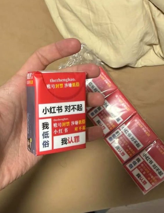 网友投稿：3月15日，上海小红书总部楼下有人举着写有“小红书爸爸，对不起我低俗”的牌子