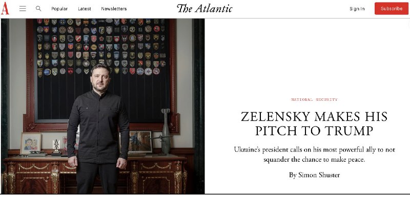 2月12日，泽连斯基在接受《the Atlantic》采访时说：“乌克兰不会输