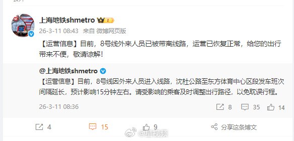 3月11日早上8:30左右，上海市闵行区浦江镇一名拆迁户在浦江线与8号线沈杜公路地铁站阻挠轨道抗议，其外套上写有“浦江镇 还我土地 还我房屋”
