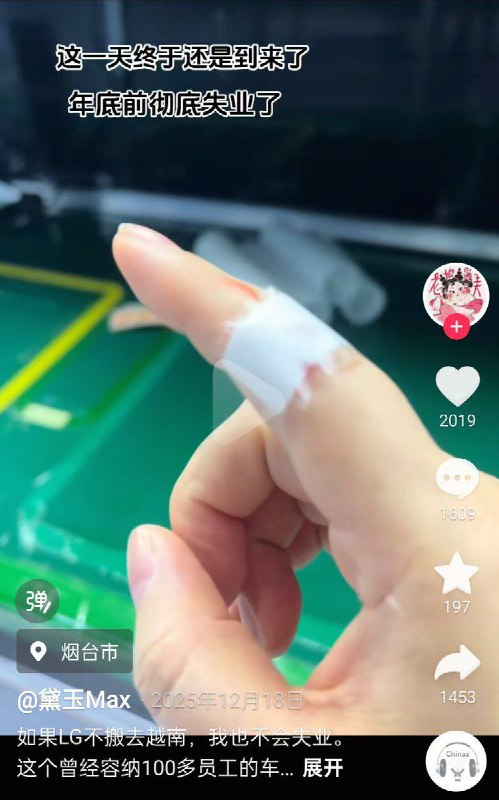 近日，有网友爆料，烟台 LG Display 的模组工厂解散，整个模组生产线被迁往越南，约 1400 名员工面临失业