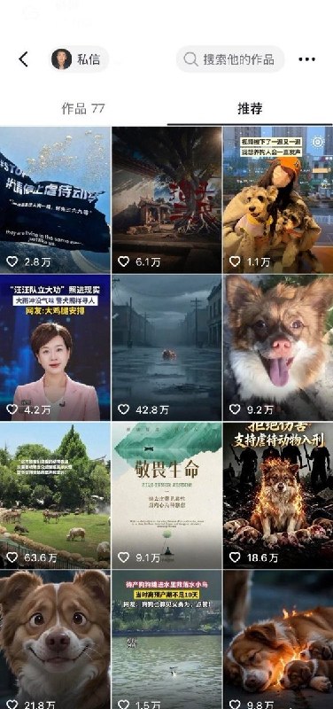 【揭阳虐狗事件】后续：演员杜江有关内容多次发布失败后，其粉丝抖音账号开始大量推送反虐待动物视频