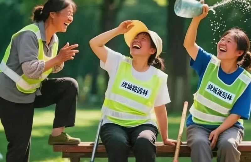 7月14日，呼和浩特文艺发布的呼和浩特市“全民摄影月赛”第三期获奖名单中，荣获一等奖的作品《欢乐园林》引发热议，多位网友指出，画面中环卫工人衣服上的文字出现了明显的乱码和不合逻辑的变形，高度疑似为AI人工智能生成的图片