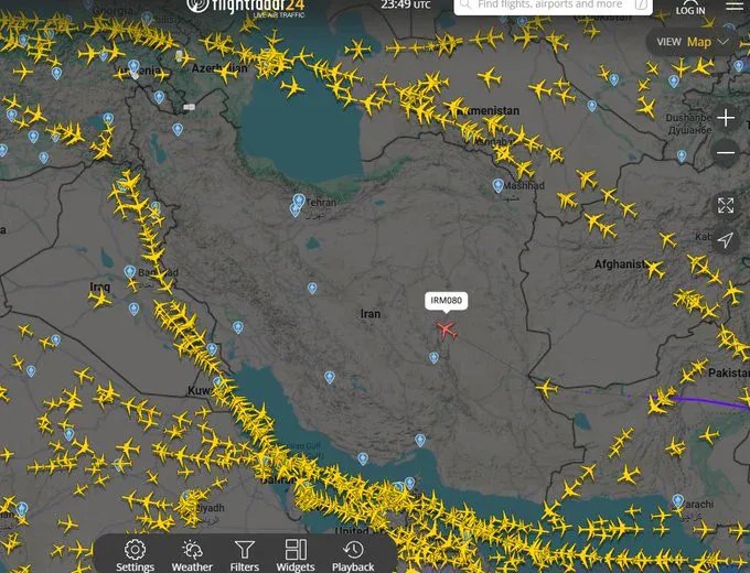 1 月 14 日，在伊朗空域关闭的情况下，中国仍派出两架飞机飞往伊朗
