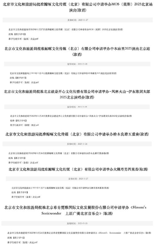 近日，各地多场日系艺人演出遭遇 大规模、无正式公文的“临时取消”