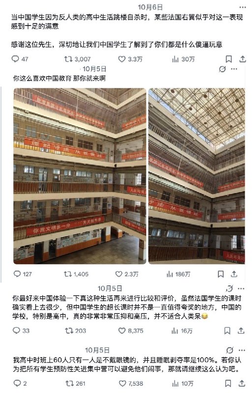 近日，X平台上一则讨论法国中学生抗议的帖子引发热议，被threads网友评价为“特别艺术”