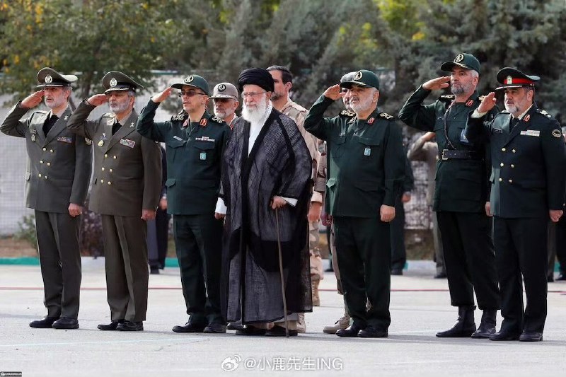 15天前伊朗开战前的领导人合影，开战 15天后，只剩下了树木