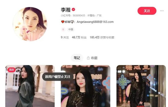 1月16日，前湖南卫视主持人李湘的抖音、小红书等社交平台账号显示被禁止关注