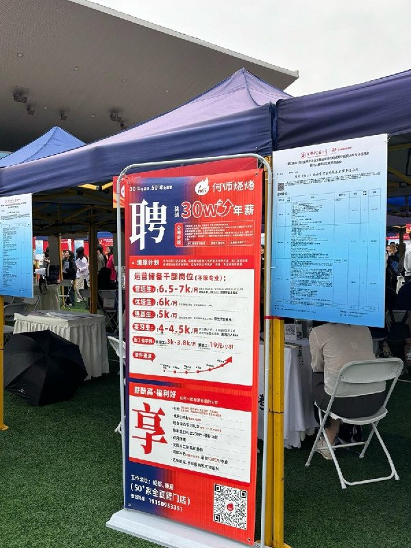 3000块招不到农民工，但可以挑几个大学生10月12日，一位参加秋季招聘会的大学生展示了成都中医药大学的招聘需求，大部分医院的岗位薪资是2000-5000，且有的岗位需要研究生及以上学历，不及一家烧烤连锁店工资