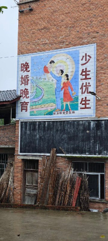 网友投稿：重庆市铜梁区安溪镇还挂着以前计划生育的宣传壁画