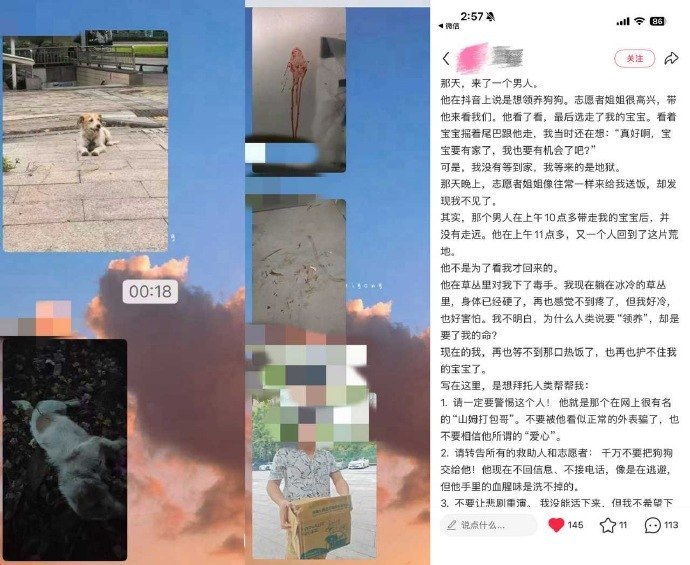 重庆“山姆打包哥”疑似虐狗和虚假领养，致使原主抑郁并尝试自杀重庆“山姆打包哥”曾因重庆山姆会员店打包试吃事件在网上引发关注