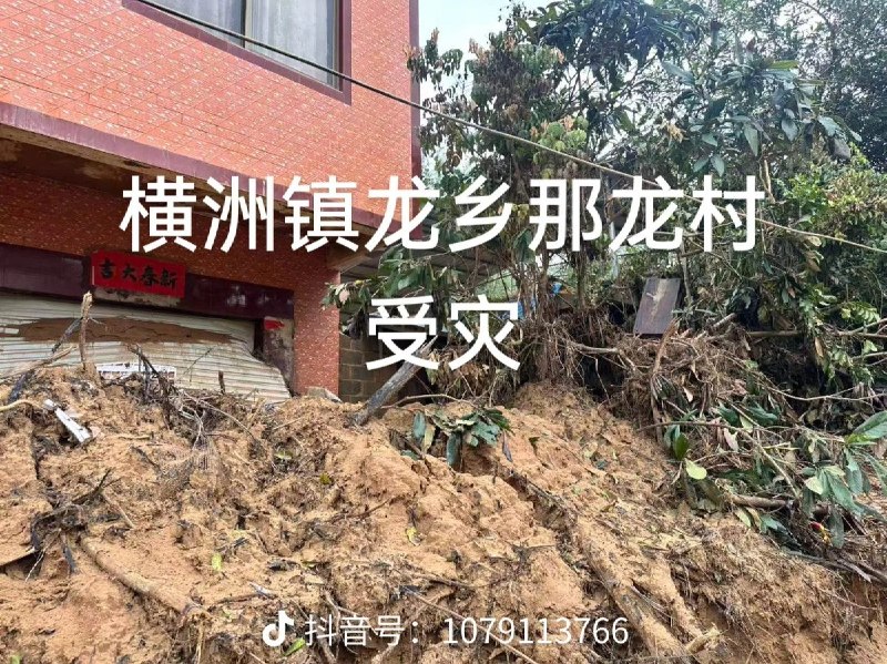 【广西横州洪灾】7月20日，广西横州市镇龙乡那州社区那龙村村民发布求助信息称，7月6日当地遭遇特大暴雨，引发洪水和泥石流，全村97户、约350人受灾，大量房屋、农田和山林被淹，部分住宅一楼被泥沙和杂物掩埋