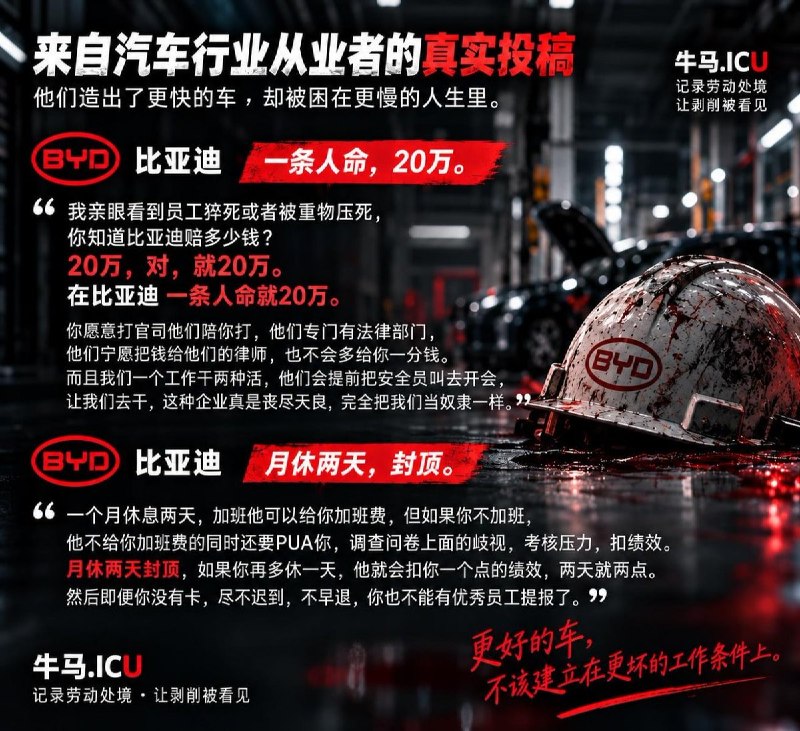 中国汽车行业黑榜出炉：比亚迪54条投诉高居榜首近日，【牛马.ICU】团队梳理投稿，整理出中国汽车行业耻辱榜