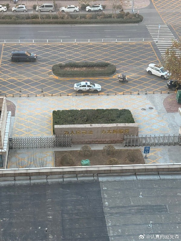 2月9日，一位博主爆料：“唐山中院门口画着黄色网格线，是因为过去十年，有一位上访户，每天坐在唐山中院门口等待领导告状，某领导觉得讨厌，下令要处理这个人