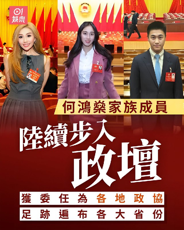 近日，港媒报道称，何鸿燊家族成员陆续步入政坛，获委任各地政协，足迹遍布各大省份