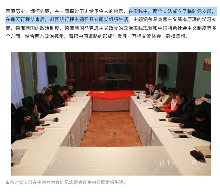 网友投稿：“海外党支部”据清华大学相关报道：清华大学学生海外实践团队，在海外实践研修期间，曾于2018年、2023年、2025年等先后在德国、俄罗斯、匈牙利、日本等多个国家成立“（中国共产党）临时党支部”