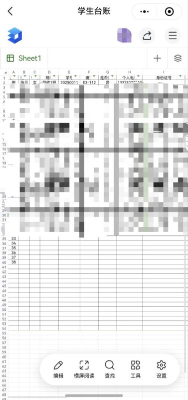 网友投稿:5月6日，大连财经学院，以“方便入党、入团”为名，让学生在互相可见的在线表格内填写身份证、家庭住址、父母职业等超出正常范围的私隐讯息