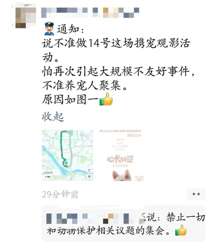 6月11日，多名重庆网友在社交平台发帖称重庆已禁止任何与宠物有关的聚会