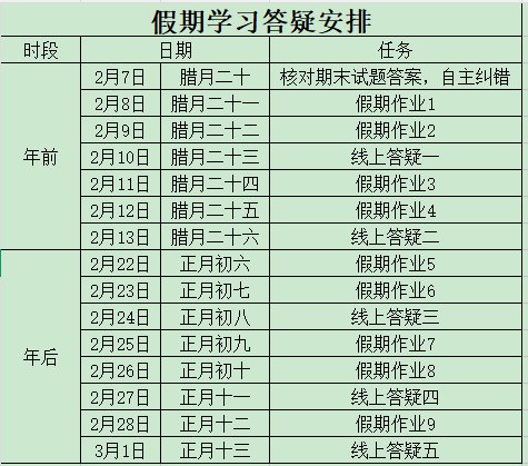 中国河北省武安市第三中学的春节假期安排老师特别注明不能将该该安排表上传至网络